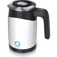 Arendo Wasserkocher 0,5 l, 1100 W, Edelstahl Single Reisewasserkocher Mini, Temperatureinstellung, weiss