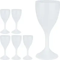 Relaxdays Weingläser Kunststoff, 6er Set, bruchfest & BPA-frei, 250 ml, Mehrweg Weißweingläser, Camping Weinkelche, weiß