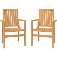 vidaXL Stapelbare Gartenstühle 2 Stk. 56,5x57,5x91 cm Massivholz Teak