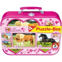 Schmidt 2 x 26 + 2 x 48 Teile Spiele Kinder Puzzle Pferde Koffer 55588