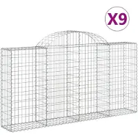 vidaXL Gabionen mit Hochbogen 9 Stk. 200x30x100/120cm Verzinktes Eisen