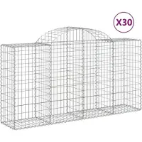 vidaXL Gabionen mit Hochbogen 30 Stk 200x50x100/120cm Verzinktes Eisen