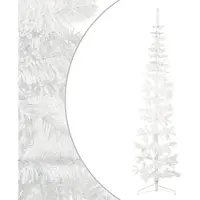 vidaXL Künstlicher Halb-Weihnachtsbaum mit Ständer Schlank Weiß 210 cm , Künstliche Weihnachtsbäume Design 2024