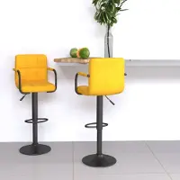 vidaXL Cloris Designermöbel Barhocker 2er Set Senfgelb Samt 2024 Neu
