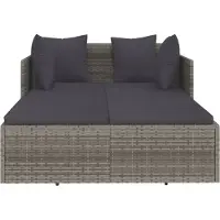 vidaXL "SALE 2026"Gartenliegen - Grau Sonnenliege mit Kissen Grau 182x118x63cm Poly Rattan Stabli Möbel2947927