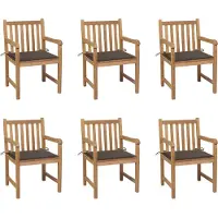 vidaXL Möbel Gartenstühle 6 Stk. mit Taupe Kissen Massivholz Teak - Gartenstühle 3073039