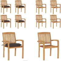 vidaXL Stapelbare Gartenstühle mit Kissen 4 Stk. Massivholz Teak - Gartenstuhl - Gartenstühle - Holzstuhl - Holzstühle
