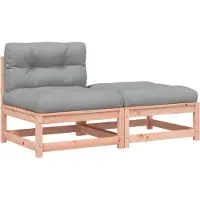 vidaXL Gartensofa ohne Armlehnen mit Kissen und Hocker