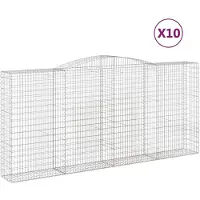 vidaXL Gabionen mit Hochbogen 10Stk. 400x50x180/200cm Verzinktes Eisen