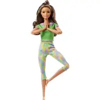 Barbie Made to Move Puppe (brünett) im grünen Yoga Outfit