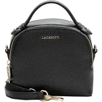 Lazarotti Leder Umhängetasche Handtasche Bologna Leather Crossbody Bag Black schwarz