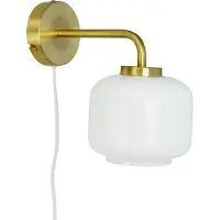 Dyberg Larsen Arp Wandleuchte Ø15 Opal/Brass - , Arp, Gold / Messing, für Wohnzimmer, Glas, Design