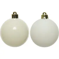 Kaemingk Weihnachtsbaumkugeln Set 4 Stück Ø 10 cm wollweiß bruchsicher Kunststoff glanz matt Mix ohne Aufhänger ideal für Christbaum Adventskranz