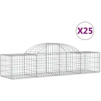 vidaXL Gabionen mit Hochbogen 25 Stk. 200x50x40/60 cm Verzinktes Eisen