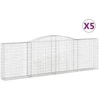 vidaXL Gabionen mit Hochbogen 5 Stk. 400x30x120/140cm Verzinktes Eisen