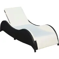Syfax Sonnenliege mit Polsterauflage Poly Rattan Schwarz