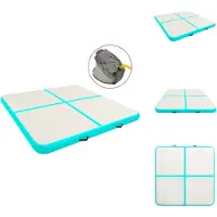vidaXL Aufblasbare Gymnastikmatte mit Pumpe 200x200x15 cm PVC Grün - Yoga- & Pilatesmatten