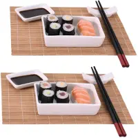 Excellent houseware Sushi-Servierset Set zum Servieren von SUSHI Snacks Vorspeisen 12-teilig