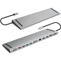 Logilink USB 3.2 Gen2 Docking Station, USB-C, 12-Port, PD, silver