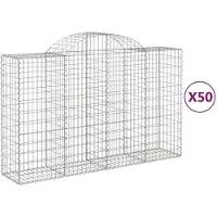 vidaXL Gabionen mit Hochbogen 50Stk. 200x50x120/140cm Verzinktes Eisen