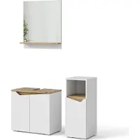 Vicco Badmöbel-Set Marelle Weiß 3 Teile, mit Midischrank, Model 40849