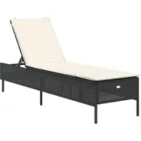 Syfax Sonnenliege mit Auflage Schwarz Poly-Rattan