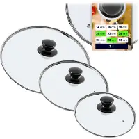 Kadax Topfdeckel "Caserta", hitzebeständiger Deckel-set aus Glas mit griff, drei Größen (20+24+28 cm)