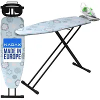 Kadax Bügelbrett "Esio", Bügeltisch, Dampfbügelbrett mit Antirutschfüßen und höhenverstellbarer, 160 cm, Blau