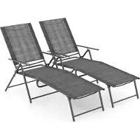 Goplus 2er Set Sonnenliege klappbar, 189cm Gartenliege aus Metall bis 150kg Belastbar, Liegestuhl mit Verstellbarer Rückenlehne & Fußstütze, Relaxliege für Strand Balkon Garten Hof Veranda