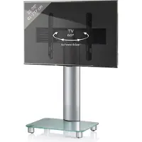 VCM TV Standfuß 32-70 Zoll | VESA max. 600x400 | Fernseh Ständer aus Alu und Glas | TV Ständer Maße ca. H. 100 x B. 60 x T. x 44 cm | Fernsehstand Tosal