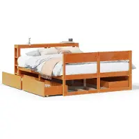 Syfax Massivholzbett ohne Matratze Wachsbraun 140x200 cm Kiefernholz