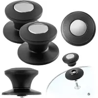 Kadax Topfdeckelgriff "Barletta", Haltegriff für Topfdeckel aus Kunststoff und Edelstahl, 2 Stück, Schwarz