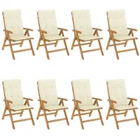 vidaXL Gartenstühle mit Auflagen 8 Stk. Massivholz Teak