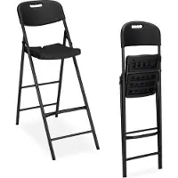 Relaxdays Barhocker klappbar, 2er Set, mit Lehne, HxBxT: 118 x 44,5 x 82 cm, hoher Barstuhl, Kunststoff & Stahl, schwarz