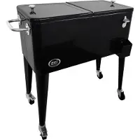 Axi Retro Getränkekühler Schwarz | Kühlwagen / Kühler mit Rollen - 76 liter | Fahrbare Kühlbox für den Garten / Outdoor