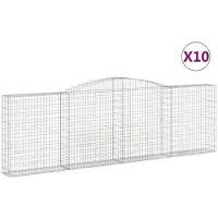 vidaXL Gabionen mit Hochbogen 10Stk. 400x30x120/140cm Verzinktes Eisen