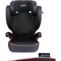 Petex 2-in-1 Auto-Kindersitz mit ISOFIX, i-Size Norm ECE R129 für Kinder von 100-150 cm, höhenverstellbarer Kinderautositz, pink |Basic Plus von