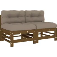 vidaXL Mittelsofas mit Kissen 2 Stk. Honigbraun Massivholz Kiefer