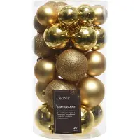 Décoris Set aus unzerbrechlichen goldenen Christbaumkugeln 30 Stk. 6-4 cm