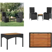 vidaXL Garten Relaxstühle 2 Stk. mit Tisch Schwarz Poly Rattan - Outdoor Relaxsessel - Outdoor Relaxsessel - Gartenstuhl - Gartensessel