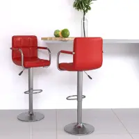 vidaXL Möbel Barhocker 2 Stk. Weinrot Kunstleder - Barhocker 334599