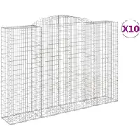 vidaXL Gabionen mit Hochbogen 10 Stk 300x50x200/220cm Verzinktes Eisen