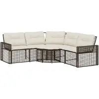 vidaXL Gartensofa in L-Form mit Kissen und Fußbank Braun Poly Rattan