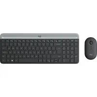 Logitech Slim MK470, Volle Größe (100%), Kabellos, RF Wireless, Graphit, Maus enthalten
