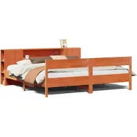 Syfax Massivholzbett mit Regal ohne Matratze Wachsbraun 200x200 cm