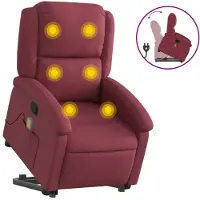 Syfax Massagesessel mit Aufstehhilfe Weinrot Stoff