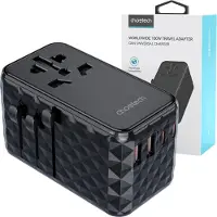 Choetech EU / US / AUS / UK Reiseladegerät Adapter 2x USB-C 2x USB-A 100W - Schwarz