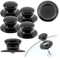Kadax Topfdeckelgriff "Caserta", Haltegriff für Topfdeckel aus Kunststoff und Edelstahl, 4 Stück, Schwarz