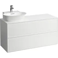 Laufen THE NEW CLASSIC Schubladenelement, Ausschnitt links, 1175x455x600mm, 2 Schubladen, zu Aufsatz-Handwaschbecken H816852, H4060870851701, Farbe: Snow (weiß matt)