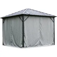 HOME DELUXE - Vorhänge LED Solar Pavillon AZUR - Farbe Grau - 100% Polyester - UV Beständig